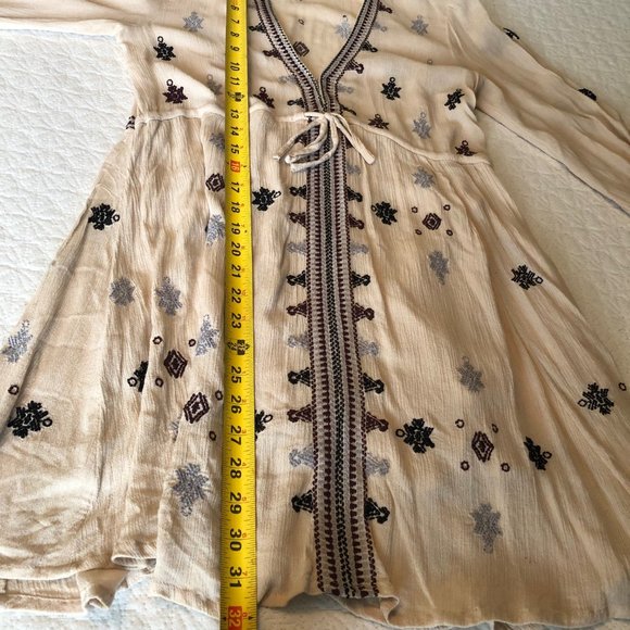 Free People Embroidered Baby Doll Long Sleeve Size Xtra Small Boho Women's Top - Picture 5 of 8